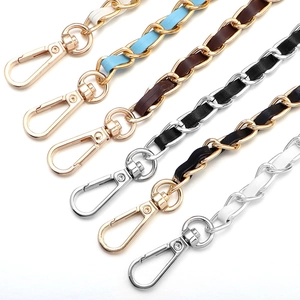 Aluminum and PU leather braided chain strap replacements for crossbody handbags in multi-colors