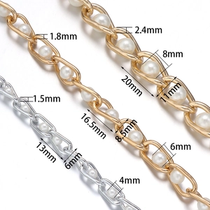 Aluminum pearl chain straps in gold and silver finish for DIY handbag accessories
