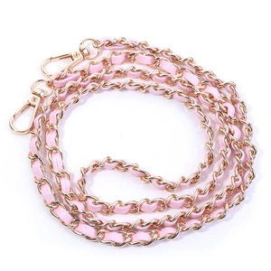 Pink faux leather braided with gold metal chain strap for DIY handbags and crossbody bags