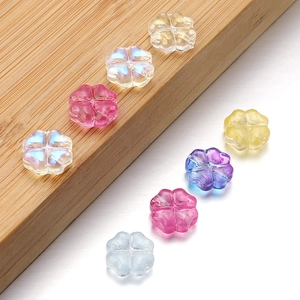 Cuentas de trébol translúcidas de colores para joyería DIY en variados tonos pastel