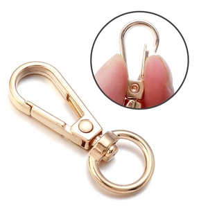 Polished gold zinc alloy lobster clasp with 360-degree swivel ring for DIY jewelry making