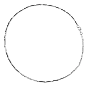 Polished silver titanium steel bamboo link chain necklace with lobster clasp closure