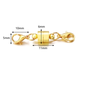 Golden magnetic lobster clasp connector for DIY jewelry making with dimensions