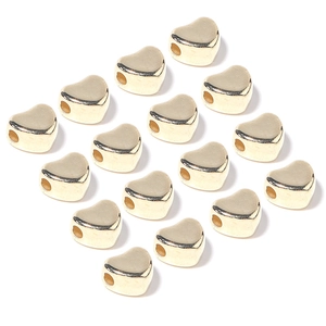 Polished light gold heart-shaped CCB beads with horizontal holes for DIY jewelry making