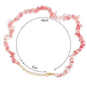 Natural pink crystal irregular gemstone necklace 43cm with 5cm extension chain