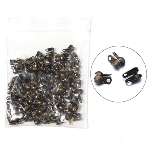 Macro detail of bronze bead chain connector clasps for DIY jewelry making kits