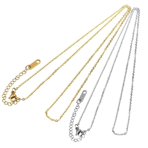Polished gold and silver stainless steel cross chain necklaces with adjustable tail chains