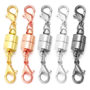 Magnetic necklace clasps with dual lobster claws in five metal finishes for jewelry making