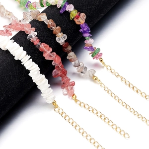 Irregular natural stone and shell necklaces with golden lobster clasps for DIY jewelry