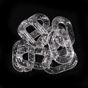 Transparent acrylic chain links with silver glitter finish for DIY jewelry and bags
