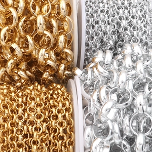 Golden and silver round link chains for jewelry making in various thicknesses