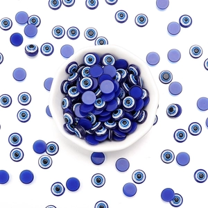 Detailed flat blue resin evil eye charms for DIY jewelry making and handicraft accessories
