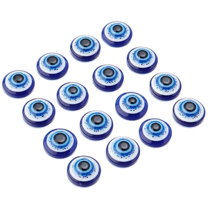 Flat round blue evil eye resin charms for DIY handmade jewelry making, 50pcs per pack