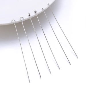 Polished stainless steel eye pins, ball head pins and T-pins for DIY jewelry making