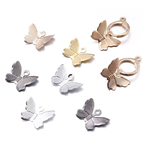 Pendenti a farfalla in argento S925 e clip per orecchie in oro, argento e oro rosa