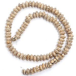 Round striped wooden beads with black spiral patterns for DIY jewelry making