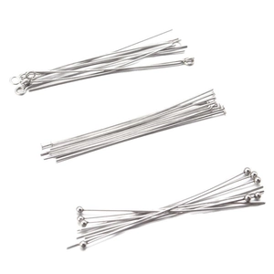 Polished stainless steel head pins, eye pins and ball pins for DIY jewelry making