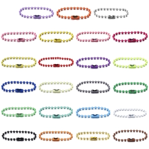 24 couleurs de chaînes à billes de 12cm pour création de bijoux et porte-clés DIY