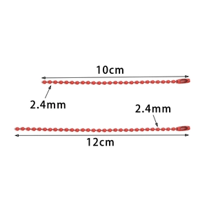 Chaîne à billes rouges de 2,4 mm en longueurs de 10cm et 12cm avec attaches