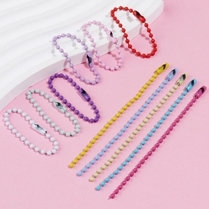 Chaînes à billes métalliques colorées de 12cm pour bijoux DIY et accessoires porte-clés