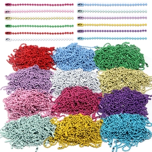 Détail de chaînes à billes colorées de 12cm en métal pour bijoux DIY et porte-clés variés