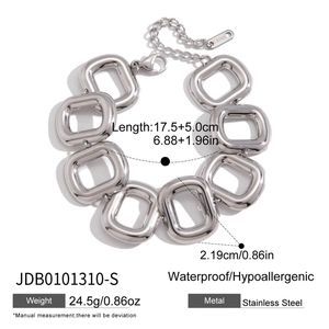 Vista dettagliata del bracciale massiccio in acciaio inossidabile argento con specifiche