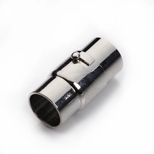 Polished silver magnetic clasp for leather cords used in DIY handmade jewelry making