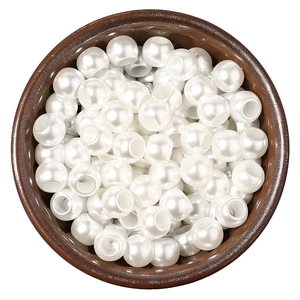 Künstliche Perle Rotonde in ABS Finto Perla Artificial con Foro Grande Beige Perline Distanziatrici Sciolte per Collana Braccialetto Fai da Te Gioielli