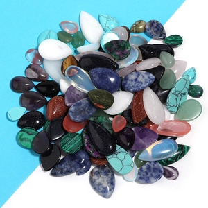 Polished teardrop-shaped natural crystal and agate stones for DIY jewelry making