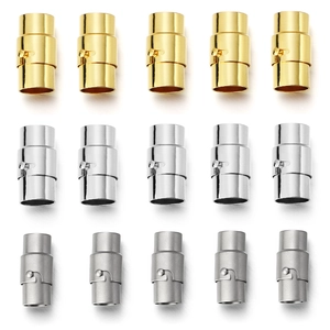 Multiple rows of copper magnetic jewelry clasps in gold, silver, and matte silver finishes