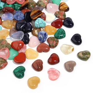 Polished heart-shaped natural crystal and agate stones for DIY jewelry making