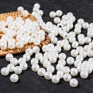 Perle d'imitazione beige con foro grande per creazione di gioielli DIY e artigianato