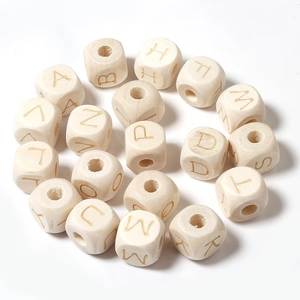 Natuurlijk Hout Vierkante Alfabet Kralen Houten Letterblokken DIY Sieraden Accessoires Voor Kinderen Educatief Speelgoed