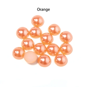 Mezze perle arancioni in ABS a retro piatto per gioielli fai-da-te e nail art