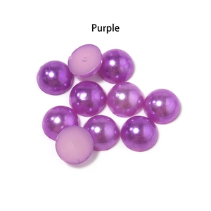 Mezze perle viola in ABS con retro piatto e finitura lucida per gioielli fai da te