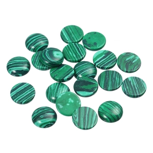Flat round green malachite stone beads for DIY jewelry making and craft projects
