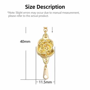 Detailed dimensions of gold rose magnetic clasp with 40mm height for jewelry making