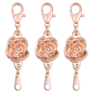 Three-piece rose gold magnetic flower clasps for DIY jewelry making and bracelet findings