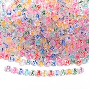 Transparent acrylic alphabet beads with colorful letters for DIY jewelry bracelets