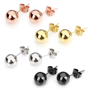 Orecchini a Bottone a Sfera in Acciaio Inossidabile per Donna Uomo Oro Argento Nero Componenti per Gioielli Rotondi