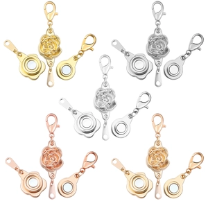 Magnetic Rose Flower Alloy Lobster Clasp Connector Electroplated DIY Jewelry Making Accessory For Necklace Bracelet