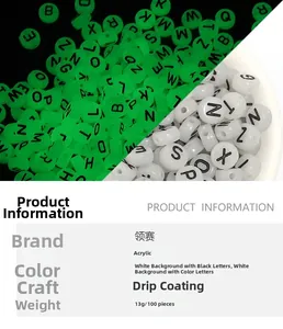 Lichtgevende acryl alfabetkralen voor DIY armbanden met groen fluorescerend effect