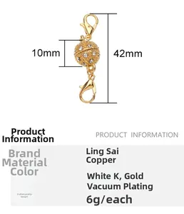 Makroaufnahme von 10mm Zirkon-Magnetverschluss mit Karabiner für DIY-Schmuckherstellung