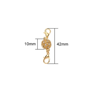 Goldener Magnetverschluss mit Zirkonia-Inlay für DIY Armbänder und Halsketten, 42mm lang
