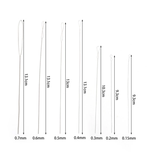 Set of 7 stainless steel beading needles for jewelry making in various sizes and diameters