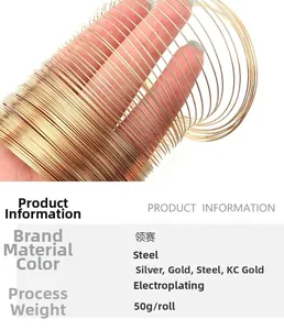 Macro shot of 50g roll memory steel wire for jewelry making in gold and silver plating