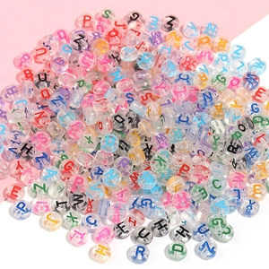 Transparent acrylic colorful alphabet beads set for DIY jewelry and bracelet making