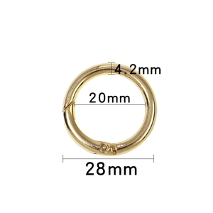 Maßangaben für goldenen Federring-Karabiner mit 20mm Innendurchmesser aus Legierung