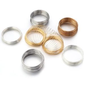 Three-color memory wire coils for DIY jewelry making in gold, silver, and bronze finishes