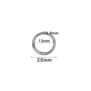 Größendiagramm für polierten silbernen Federring-Verschluss mit 20mm Außendurchmesser